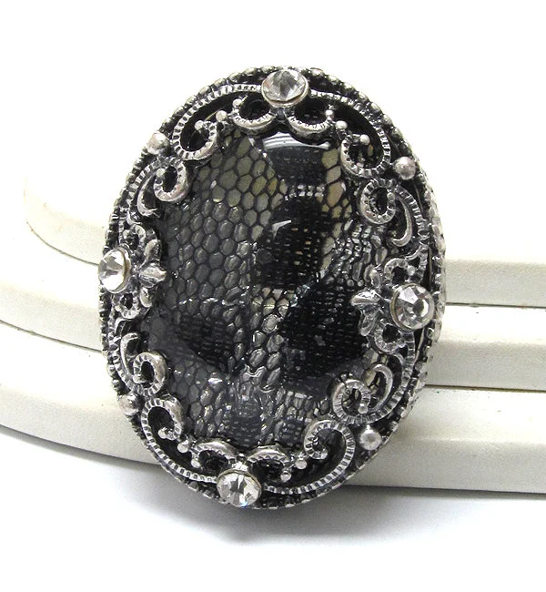 women’s custom-made wedding rings with sapphires for engagement-Ripped Apart Fishnets - Huge Steampunk Vintage Style Stretch Ring