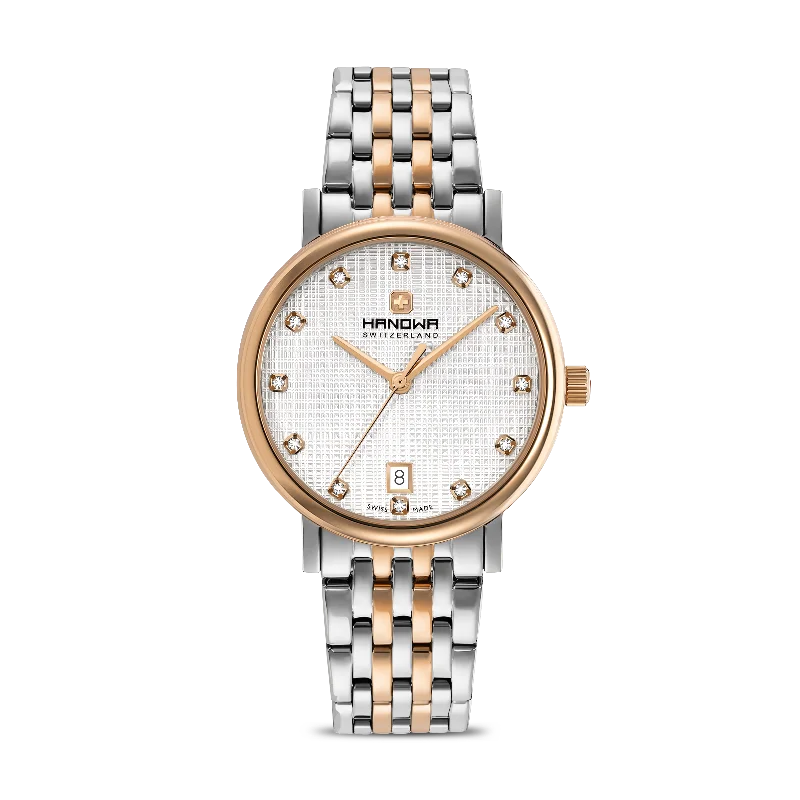 Silver/white dial - Rosegold/Silver stainless steel case - Rosegold/silver stainless steel bracelet