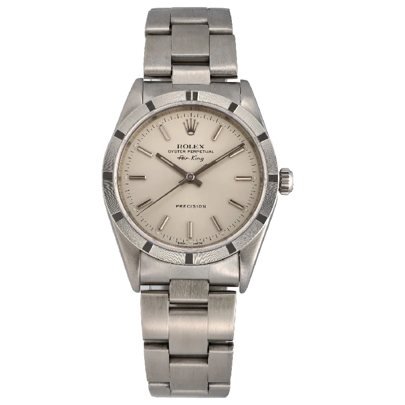 high-end watches for men with solar-powered features and rugged designs -Rolex Air King 14010 34mm Stainless Steel Watch