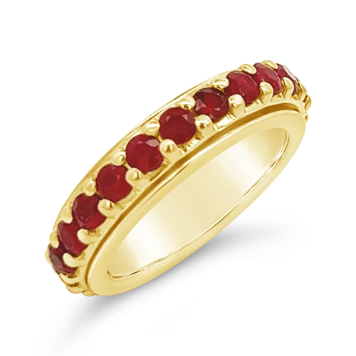 women’s engagement rings with sapphires and rubies for custom bands-Ruby & Gold Spinner Ring