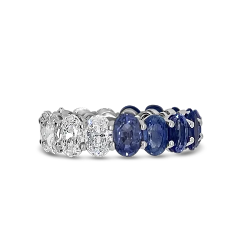 vintage rings with sapphires and rubies for women’s wedding engagement-Sapphire & Diamond Eternity Band