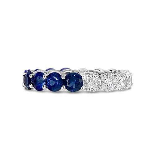 women’s custom wedding rings with sapphires for engagement bands-Sapphire & Diamond Eternity Band