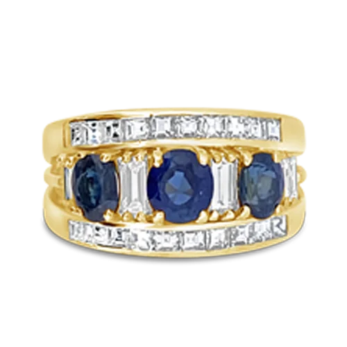 women’s rings with sapphires for engagement with diamonds for men-Sapphire & Diamond Ring