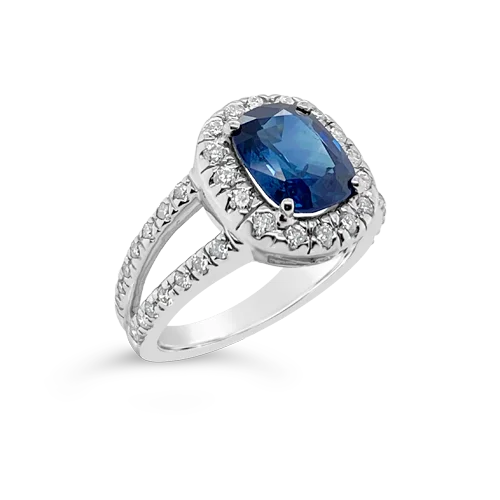 men’s rings with sapphires for engagement bands with diamonds-Sapphire & Diamond Split Shank Ring