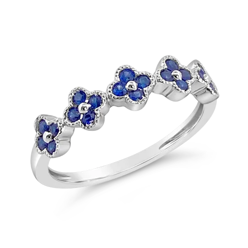 men’s rings with sapphires for engagement rings and custom bands-Sapphire Flower/Clover Ring