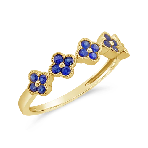 women’s rings with sapphires and diamonds for engagement rings and bands-Sapphire Flower/Clover Ring