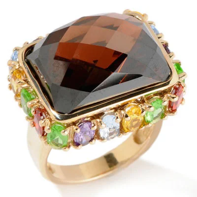 men’s rings with sapphires for engagement bands with rubies-Simulated Smoky Quartz Gold Sterling Silver Ring Size 6