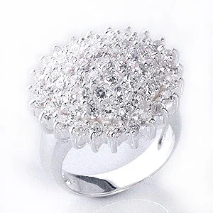 men’s custom rings with sapphires for engagement bands with diamonds-Sparkling Flower Cluster 6cttw White CZ Sterling Silver Cocktail Ring