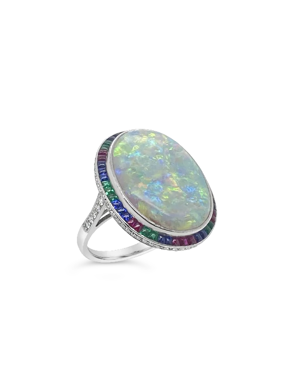 women’s engagement rings with diamonds for custom wedding bands-Statement Opal Ring