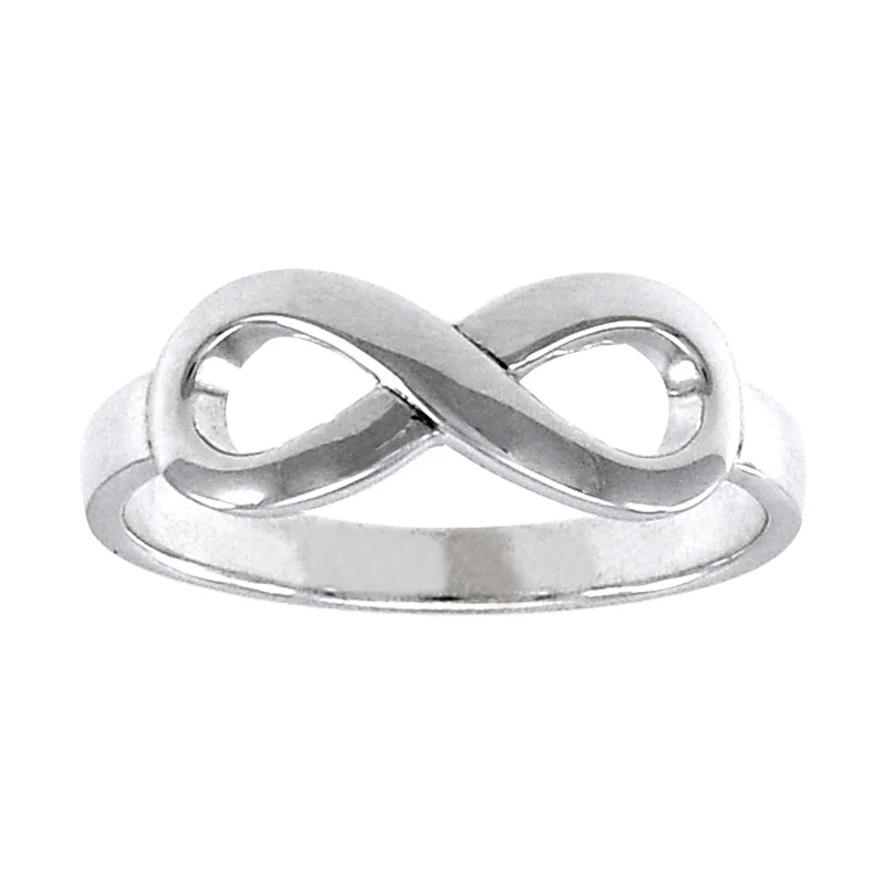 custom wedding rings with sapphires and rubies for engagement rings-Sterling Silver Infinity Band Eternal Love Ring