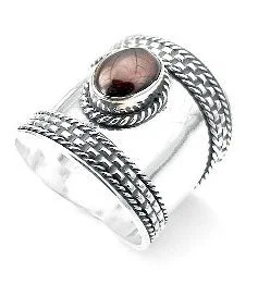 custom wedding bands with sapphires and rubies for engagement rings-Sterling Silver Scottish Dukes Garnet Armor Ring