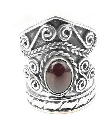 men’s engagement rings with sapphires and rubies for engagement bands-Sterling Silver Wizards Armor Ring in Garnet