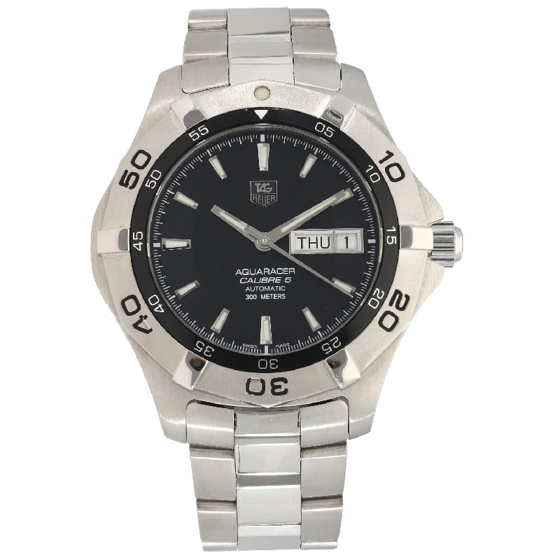 watches for men with digital displays and heart rate tracking -Tag Heuer Aquaracer WAF2010 42mm Stainless Steel Watch