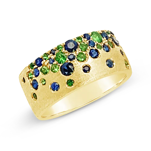 women’s engagement rings with diamonds for custom wedding bands-Tsavorite & Sapphire Ring