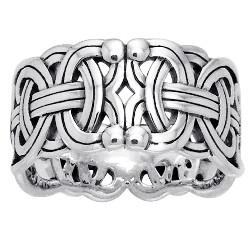 women’s rings with sapphires for engagement with rubies and diamonds-Viking Braided Borre Knot Sterling Silver Ring